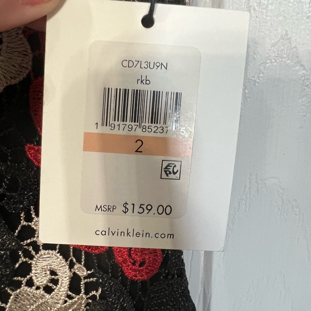 Calvin Klein Red and Black Floral Dress - Picture 3 of 5